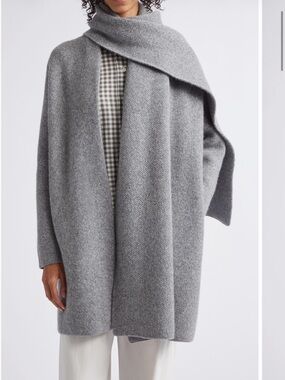 Vince Drape Sweater Coat in Medium Heather Grey